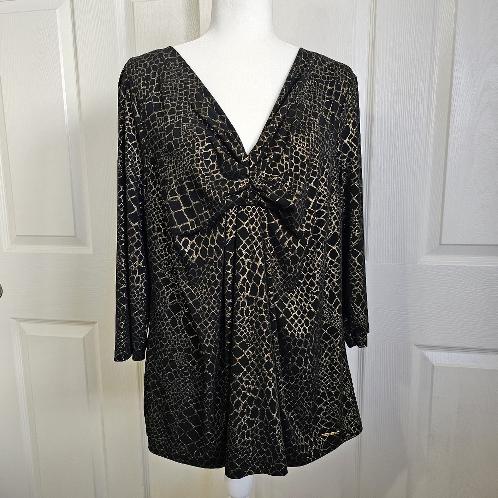 Womens XL Black and Gold Top